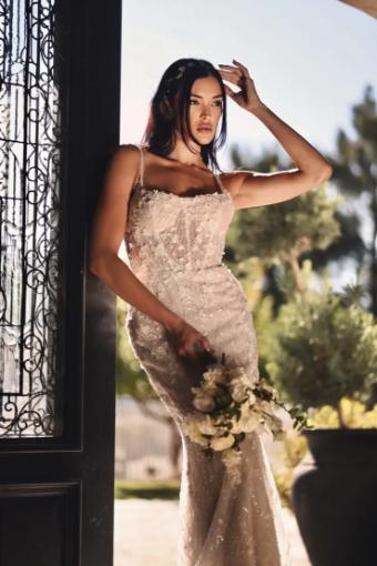 Martina Liana Mykonos 1510 #4 (IV-RUM) Ivory Lace and Tulle over Rum Gown thumbnail